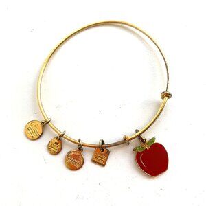 Alex and Ani Apple Charm Bracelet - Shiny Gold Finish Expands 2"- 3.5"